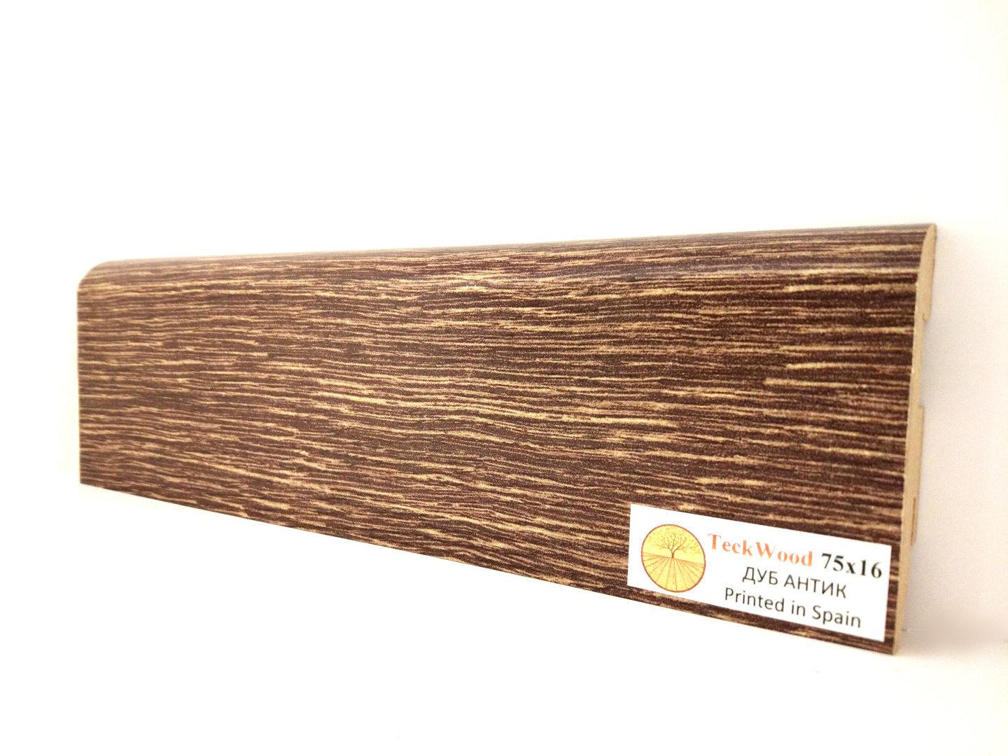 Плинтус МДФ ламинированный TeckWood Дуб Антик 2150×75×16